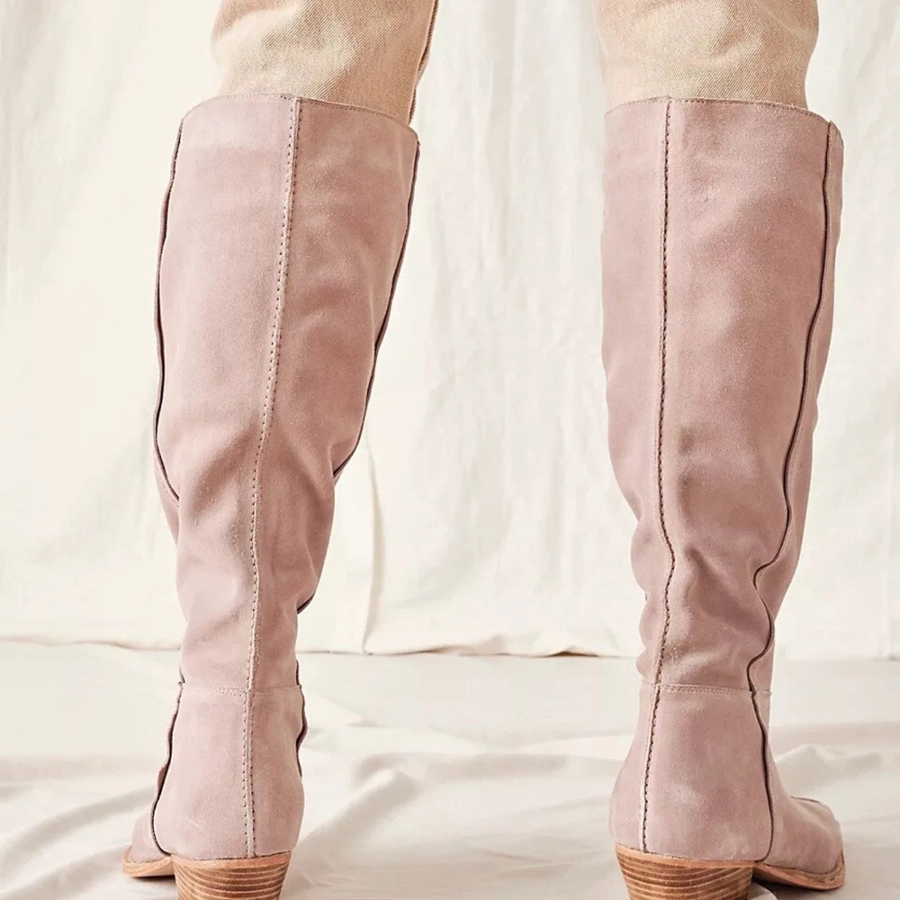 Free People Pink Suede Knee High Boot - Picture 4 of 6